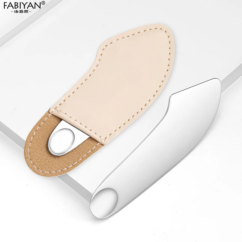 Raschietto Guasha in acciaio inossidabile con borsa in pelle Pu Spatola in metallo Massaggiatore facciale Strumenti per la cura della pelle del viso di bellezza Scheda Guasha