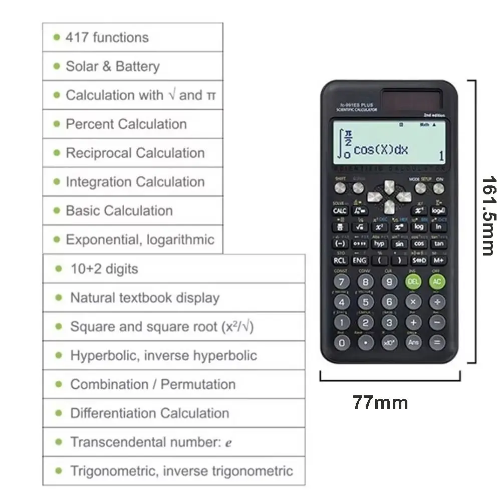 多機能エンジニアリング関数電卓、417機能、標準デスクアクセサリー、2ライン機能