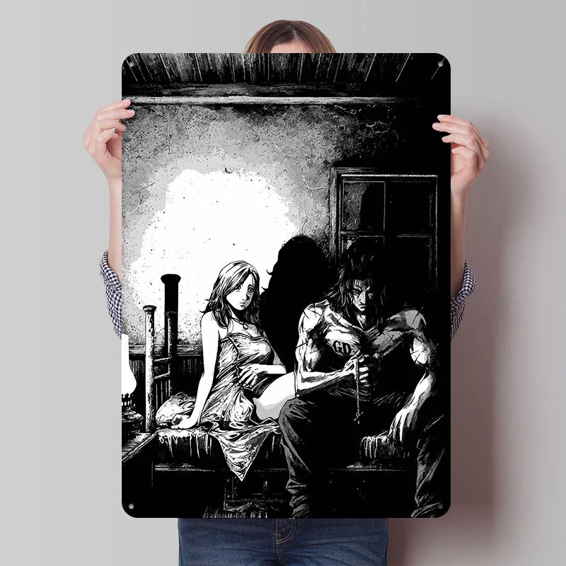 

Постер с изображением мрачно настроенных мужчины и женщины в темной комнате, индивидуальный ретро-декор для стен, винтажные металлические таблички для мужской комнаты и домашнего декора