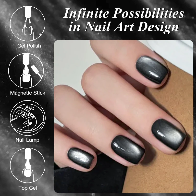 7ml Sparkling Glass Bead Cat Magnetic Gel Nail Polish Flash Black Spar Red Color Semi Permanent Soak Off UV Summer Gel Varnish