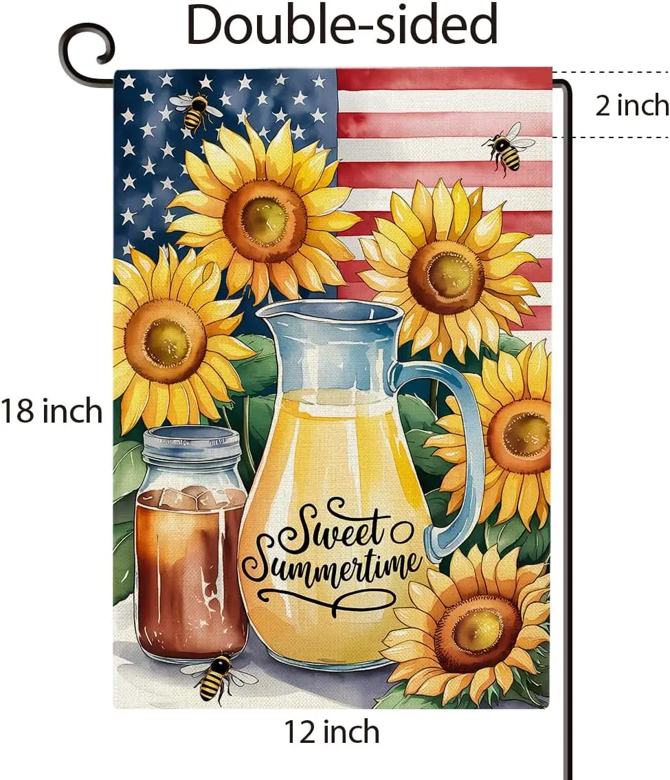 Sweet Summertime Sunflowers Garden Flag Double Sided Patriotic Burlap House Flag Farmhouse Outdoor Summer Decorations for Ya yyi