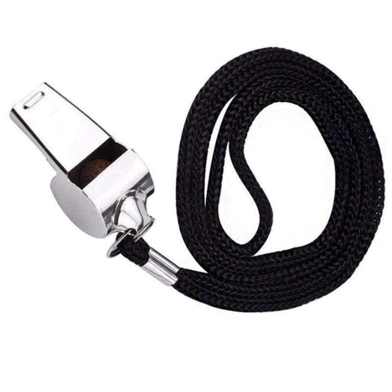 1/2/3pcs Stainless Steel Whistles Referee Sport Rugby Metal Rope Party Training Soccer Football Basketball Cheerleading Tool