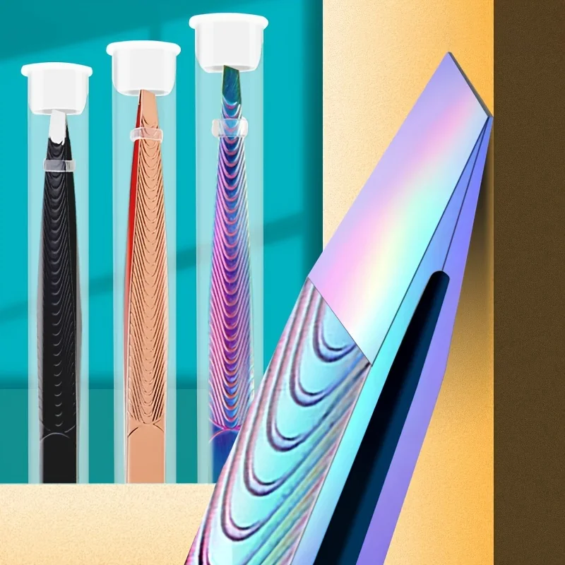 Stainless Steel Beard Tweezers Trimmer Gradient Color Light Beige & Hair Removal Tool for Face Makeup, Eyebrows Eyelashes Clip