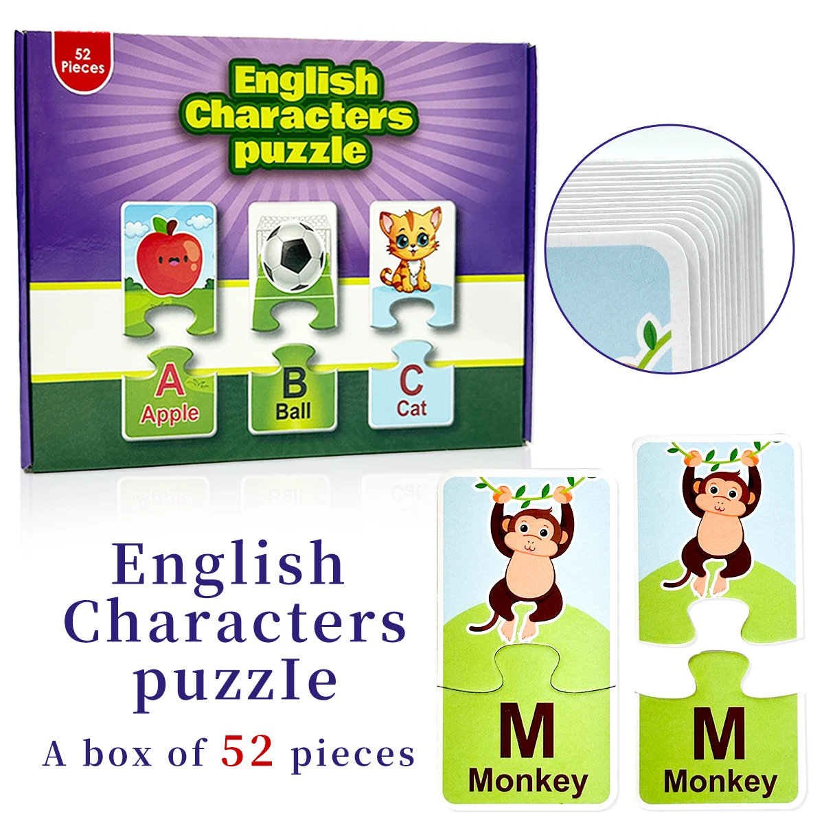 Children's Jigsaw Puzzle Puzzle Enlightenment Game Seeing Picture Counting Seeing Picture Reading 26 Words English version