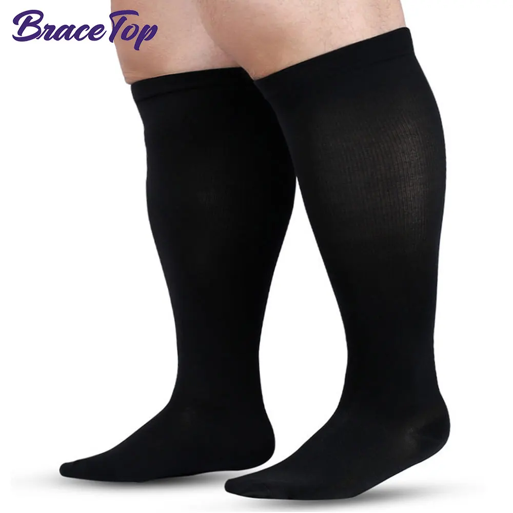 1 Pair Plus Size 2XL-7XL Varicose Vein Support Socks Calf Compression Stockings for Sports Running Yoga Running, Men and Women