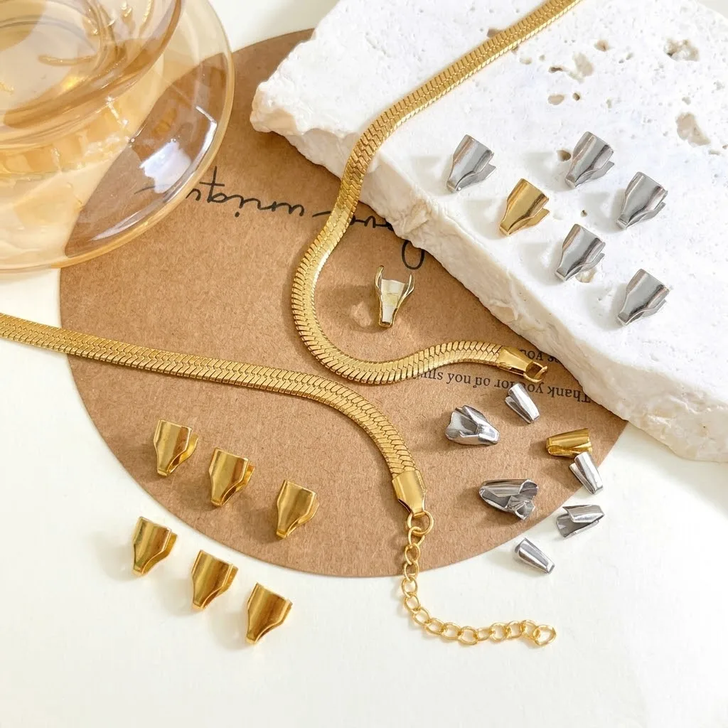 20/100 Stück Edelstahl Falz-Crimpkappen für Halsketten, Armbänder, Schmuckmaterial, Schlangenketten, DIY-Herstellung, Großpackung – Detail 1