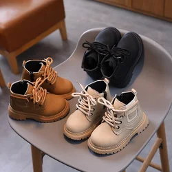 Spring Autumn Children's Boot Matte Leather Kids Boots for Boys 2024 New Fashion Girls Ankle Boots for School Round-toe Non-slip