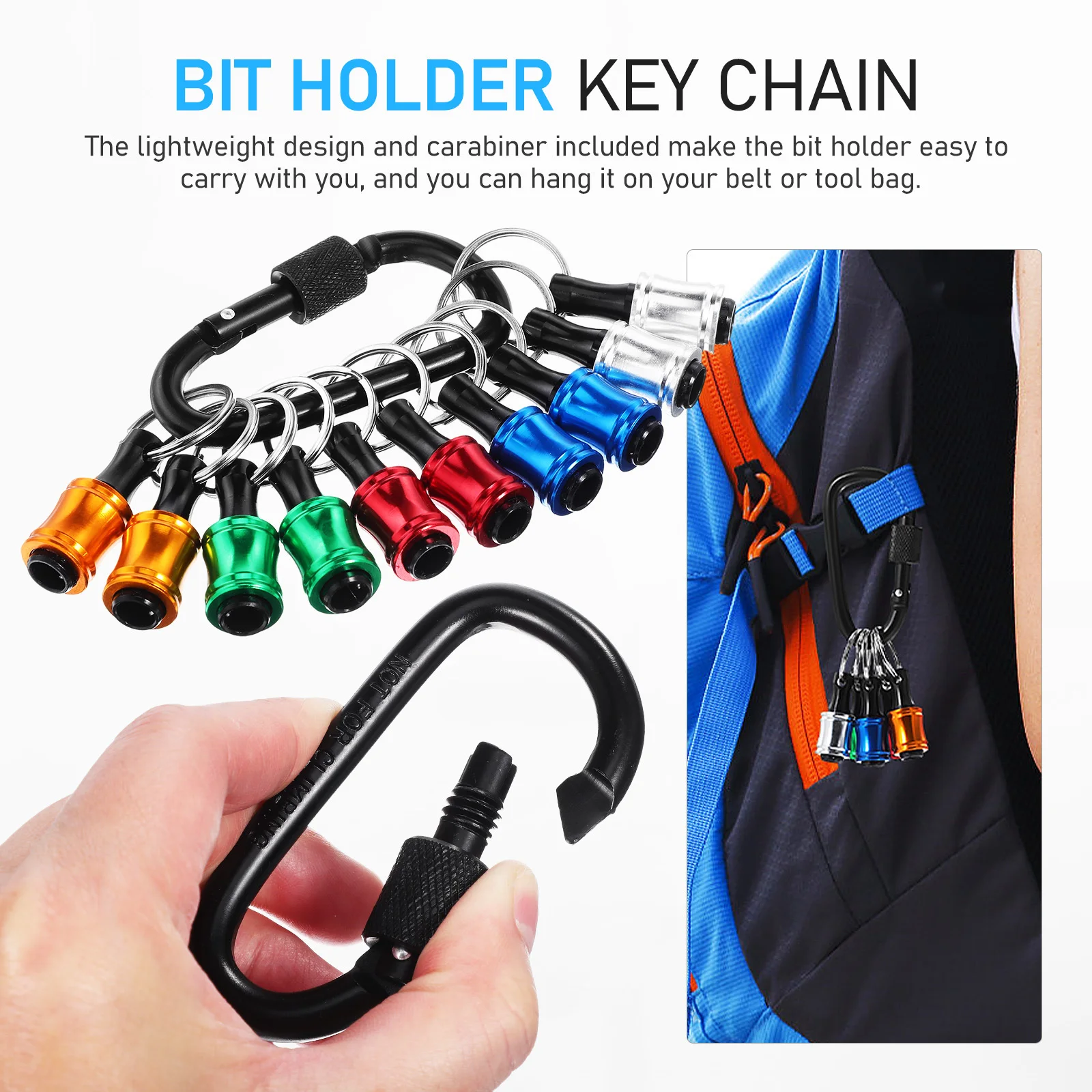 

1Set Quick Release Bit Holder Key Chain Aluminum Alloy Carabiner Drill Bit Extension Socket Holder for Impact Driver Drill