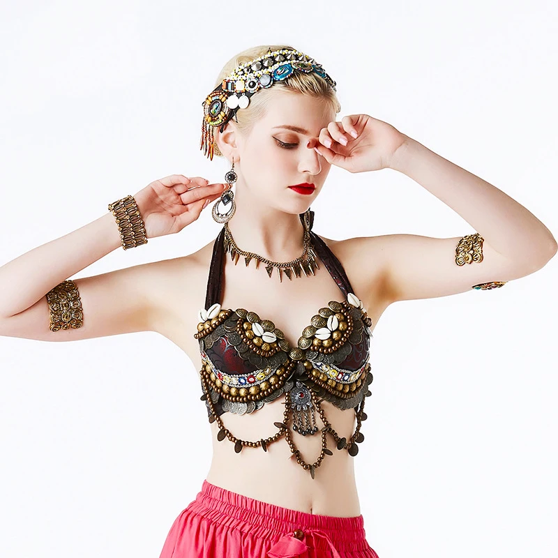 Oriental Dance Costume Belly Dance Bra sujetador danza del vientre Tribal Bellydance Bra Top For Women Dancing Clothes