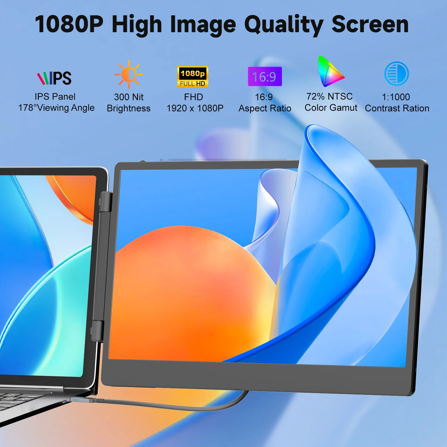 Monitores Portáteis S3 Monitor Triplo Portátil USB Monitor de Tela Tripla IPS de 14'' Polegadas para Computador