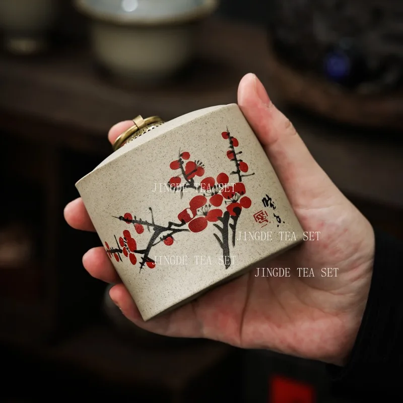 Portable Ceramic Tea Jar Outdoor Coffee Container Sealed Jar Small Tea Box Mini Storage Tea Tin Tradition Tea Accessories