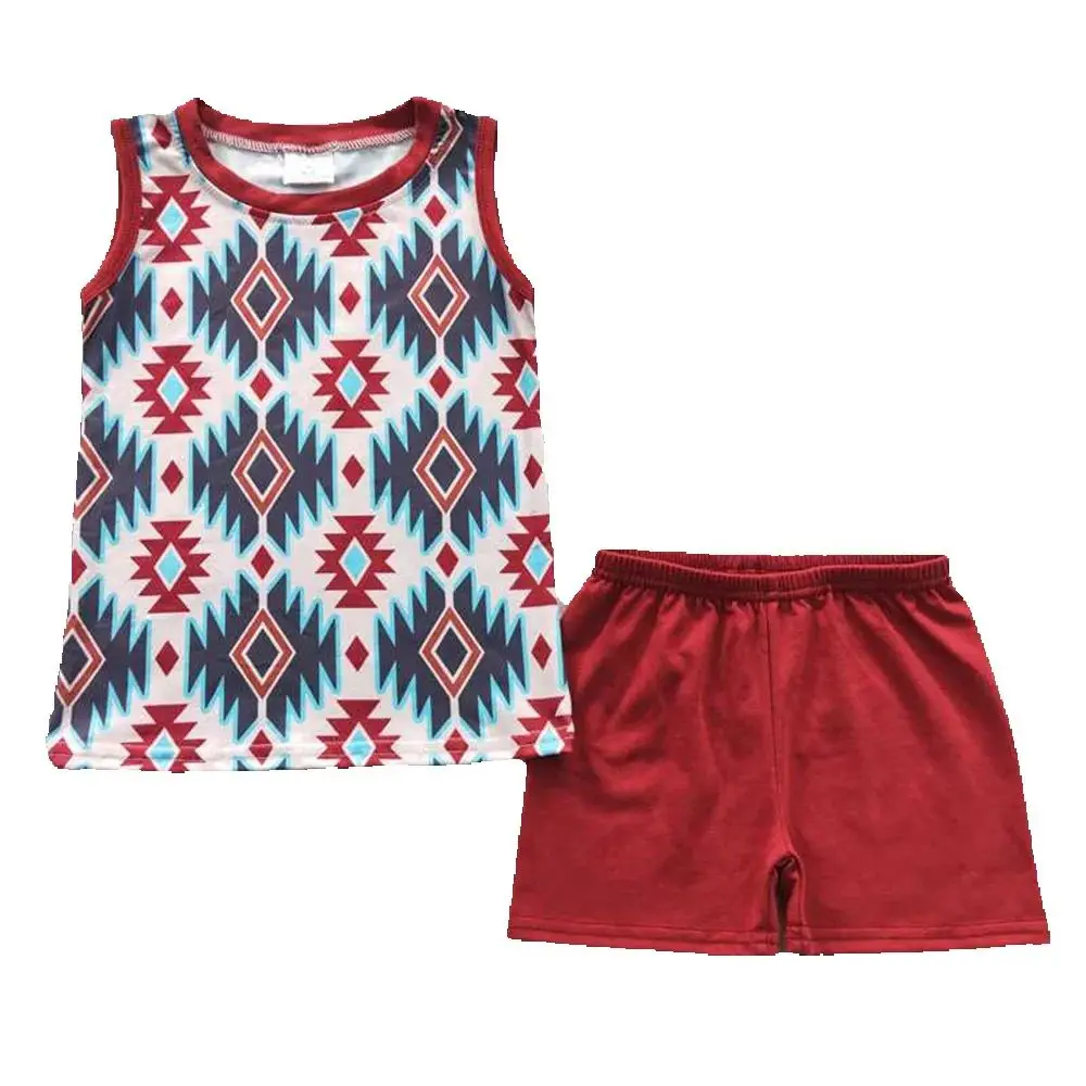 

Baby Boys Western Aztec Sleeveless Tee Shirts Shorts Sets