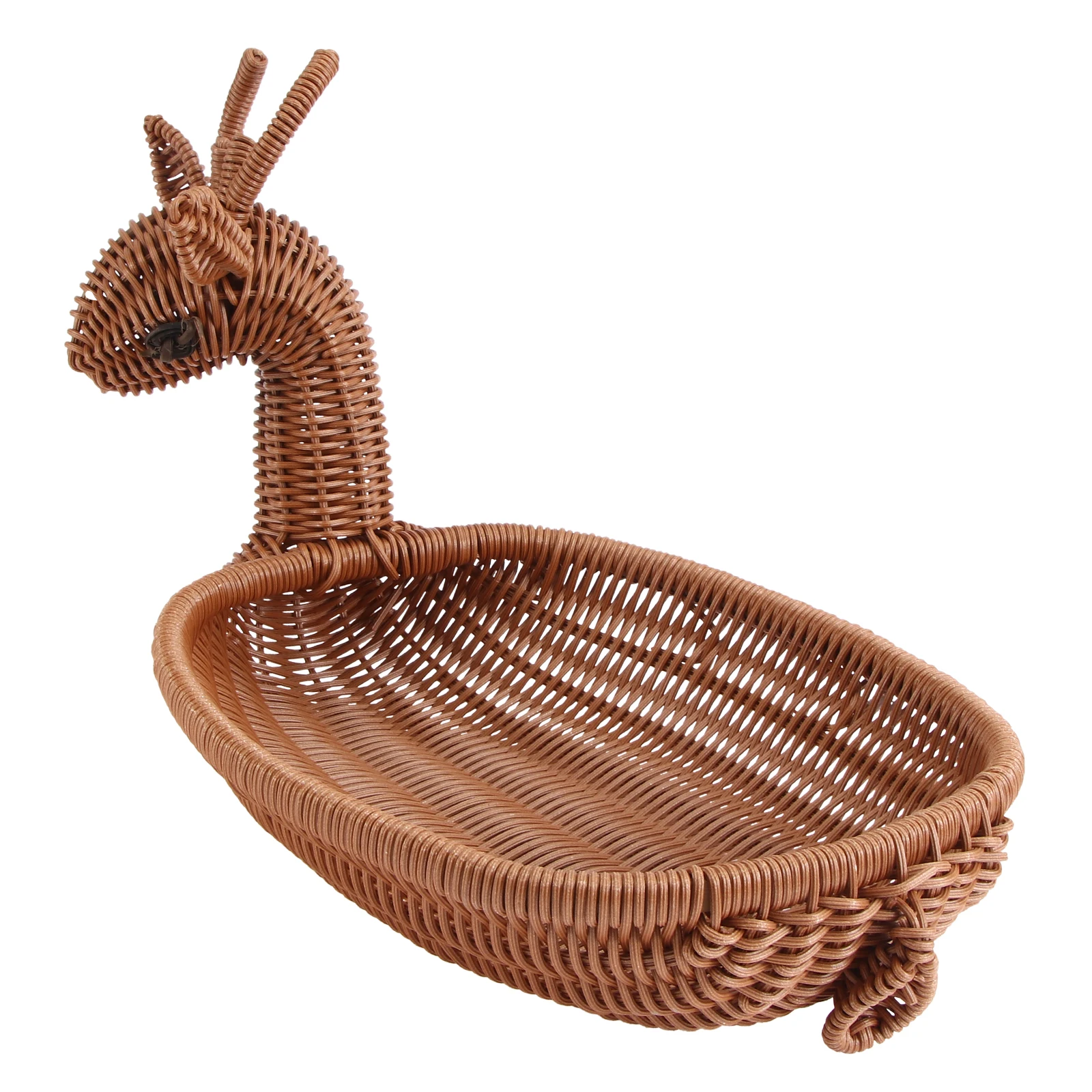 

1 Pc Imitation Rattan Weaving Fruit Basket Pp Material Sturdy Storage Holder for Home Kitchen Countertop (Light Brown)