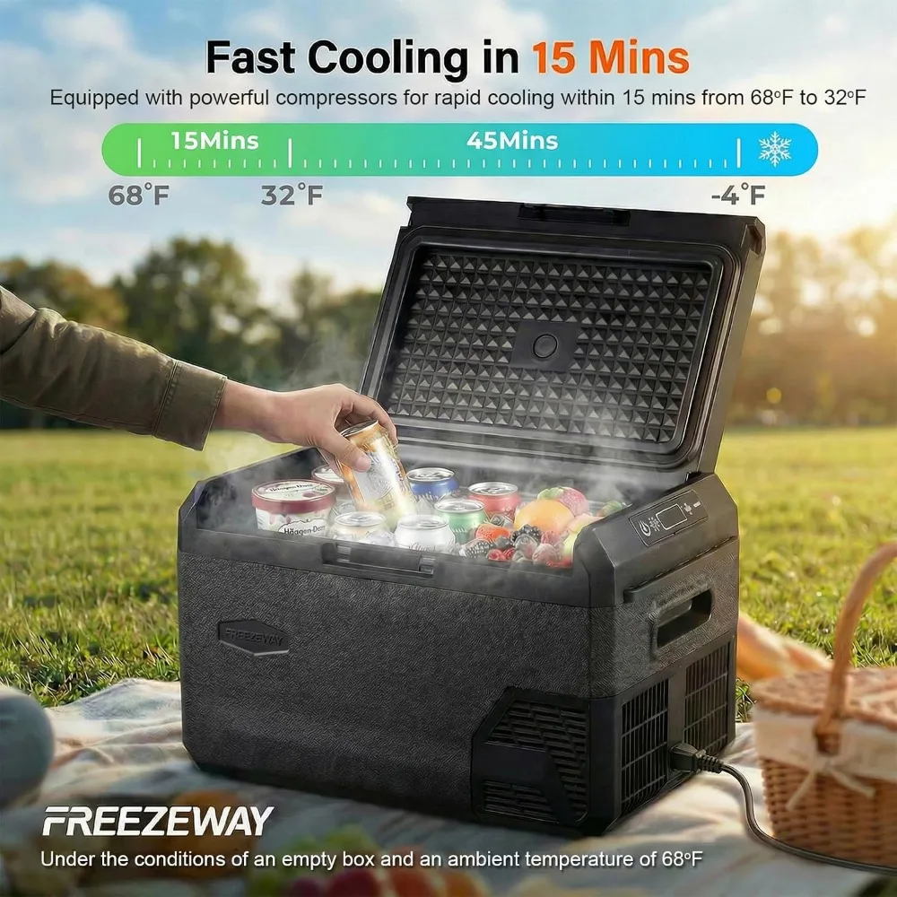 12 Volt Portable Car Cooler Fridge with Reversible Door, Ideal for Outdoor and Travel Activities