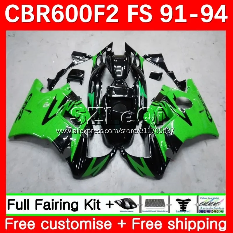 Body+Tank For HONDA CBR 600F2 600 CBR600 F2 FS CC CBR600F2 91 92 93 94 Green black 33No.25 CBR600FS 1991 1992 1993 1994 Fairing