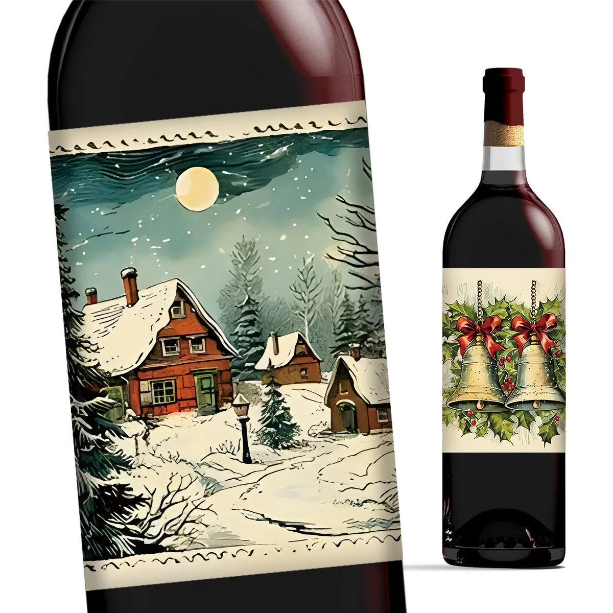 9pcs Christmas Decorative Wine Bottle Stickers, Merry Christmas Party Wine Bottle Labels Gift Tags Stickers Christmas Decoration