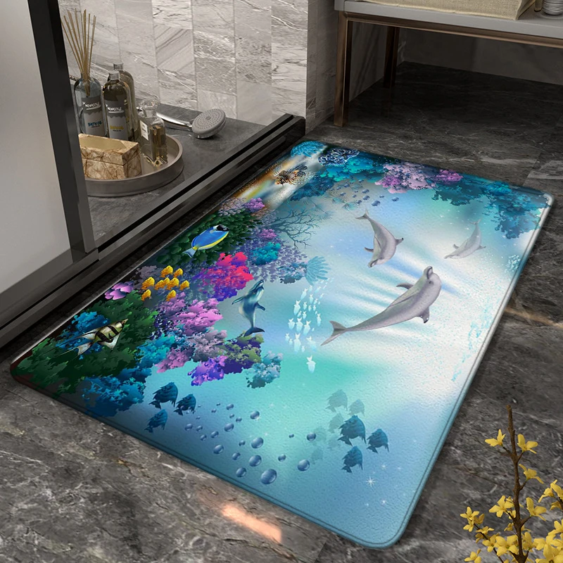 Dolphin Deep-Sea Rugs for Living Room Submarine Coral Carpet Soft Floor Mat Rugs for Bedroom Mat Area Rug Home Large Mat