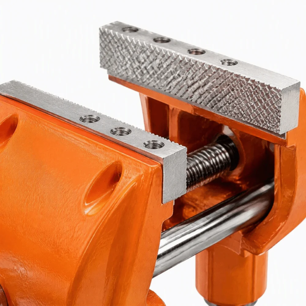 Universal Rotation Mini Bench Vise Anti‑slip Mesh Jaw Bamboo-joint Clamping Post All Steel Vise Precision Casting Easy To Use