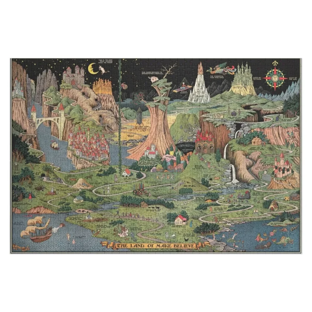 The Land of Make Believe - fairy tale art / imaginary map Jigsaw Puzzle Customized Photo Anime Custom Child Gift Puzzle