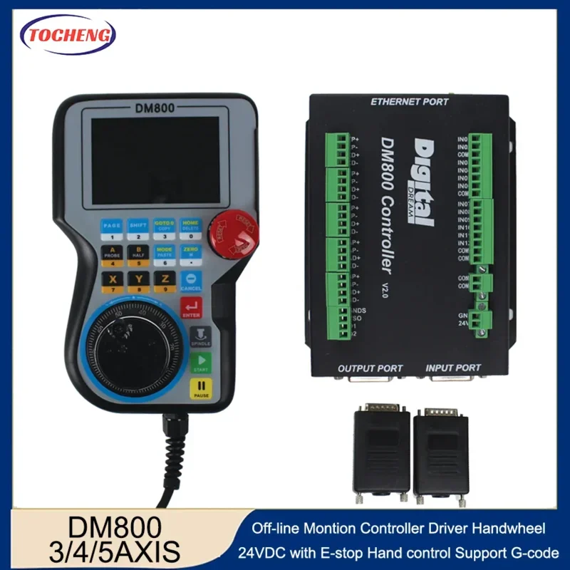 

CNC handle controller motion control system DM800 3/4/5 axis 3.8 inch screen plus emergency stop button supports G code