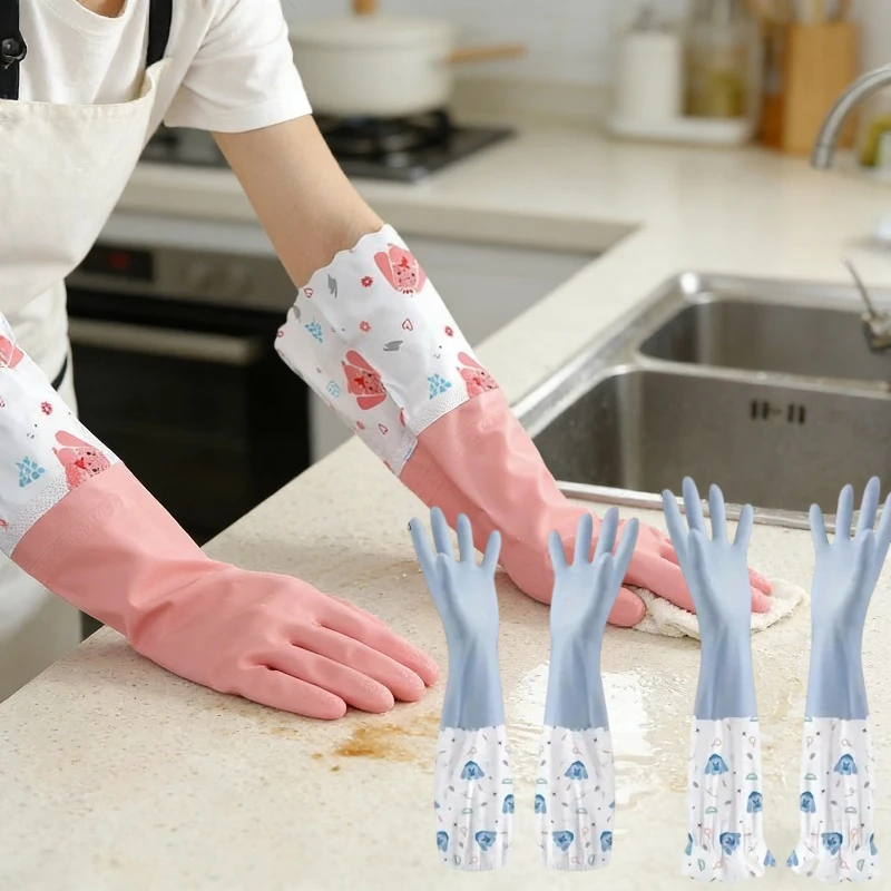 

Rubber Latex Gloves for Winter Warmth and Cleaning, Dishwashing and Vegetable Washing, Household Cleaning, Extended Waterproof