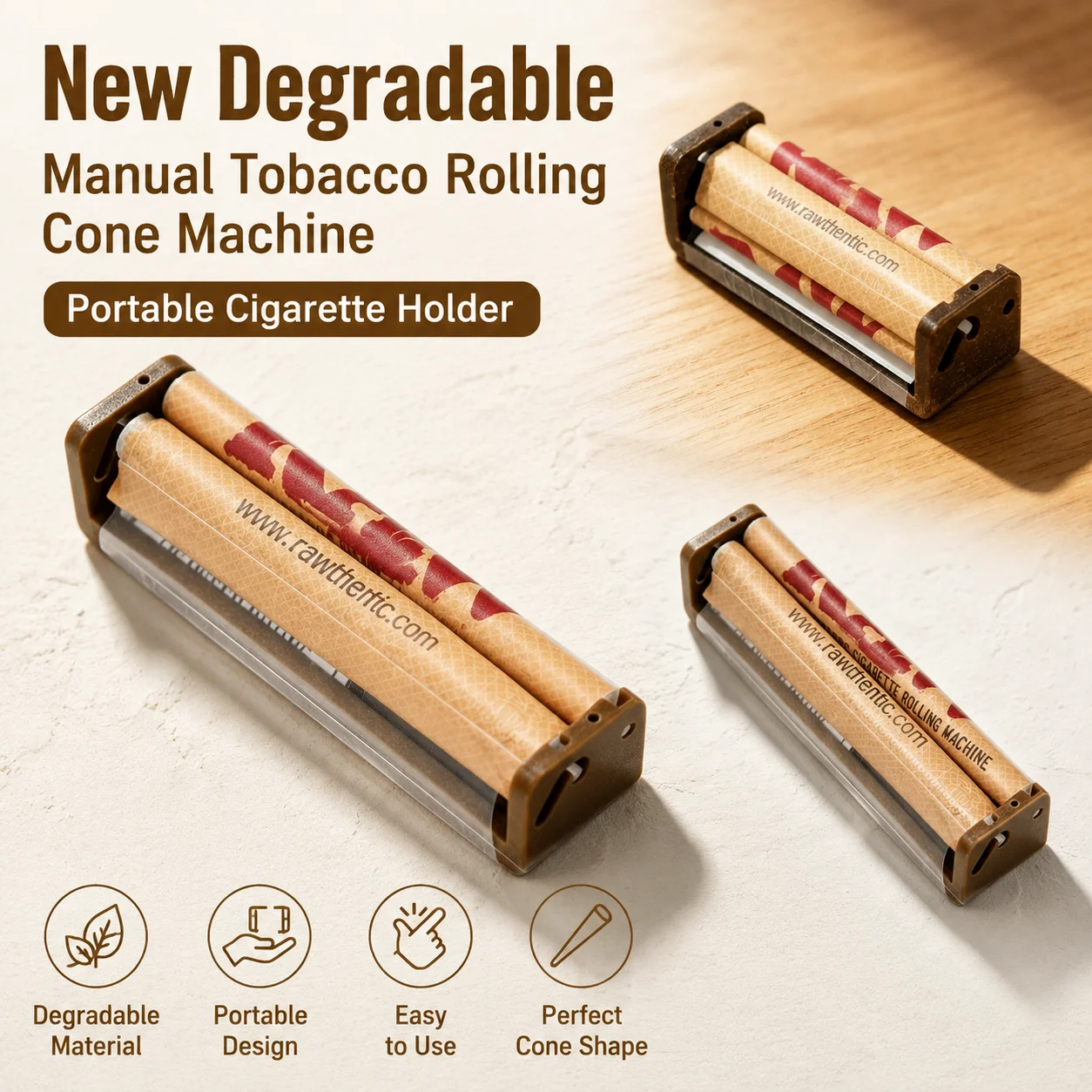Degradable Manual Tobacco Herb Roller Cone Rolling Machine 110mm/78mm/70mm Portable Cigarette Holder Natural Rolling Papers