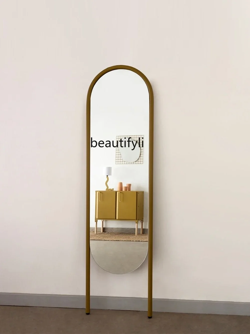 LZZ Minimalist Creative Design Dressing Mirror Floor Mirror against the Wall Full-Length Mirror