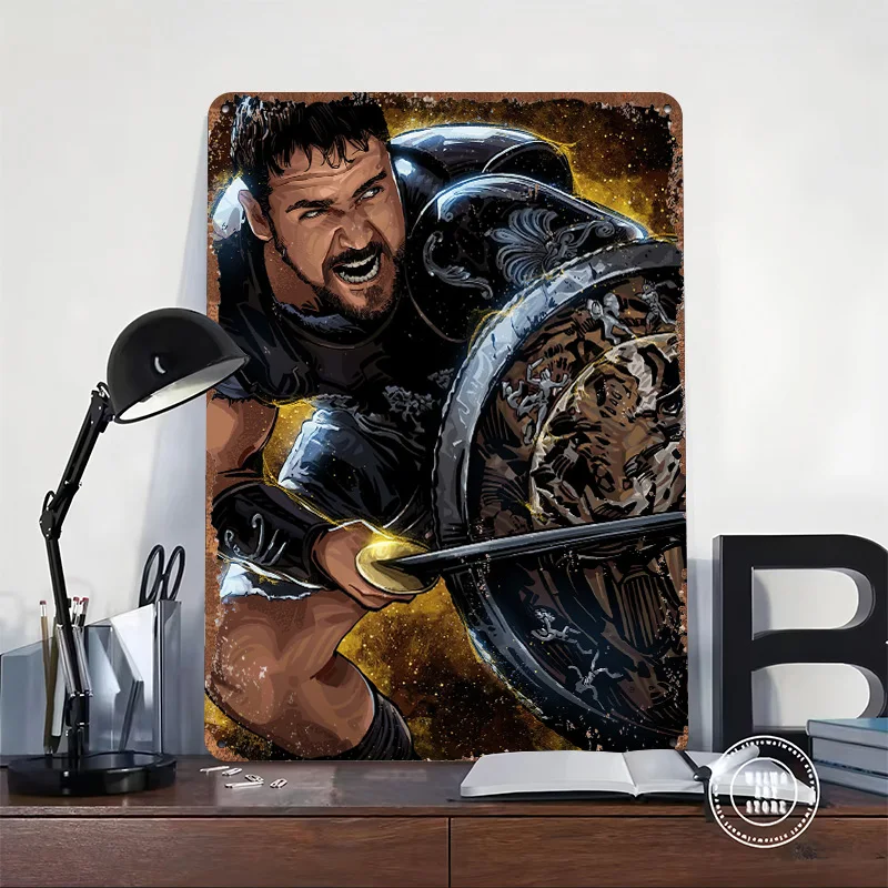 Colosseum Sword Fighter Poster Customized Vintage Metal Signs Wall Art Retro Tin Plaque for Bar Accessories Room Decoration Cozy