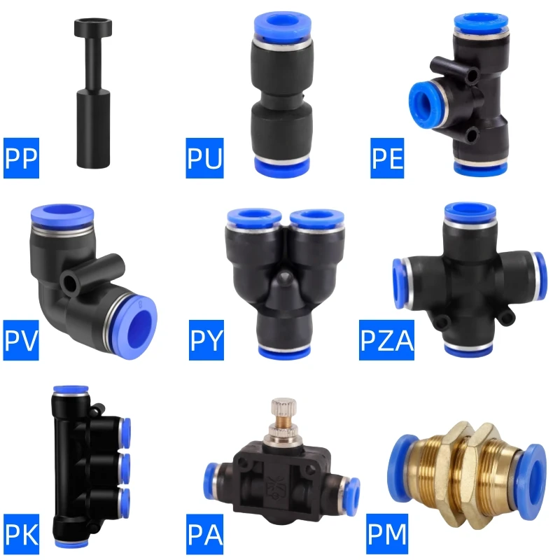 1PC 4/6/8/10/12/14/16mm Pneumatic Fittings Tube Connectors PY/PU/PV/PE/PK/HVFF Series Air Water Pipe Push In Hose Quick Couping