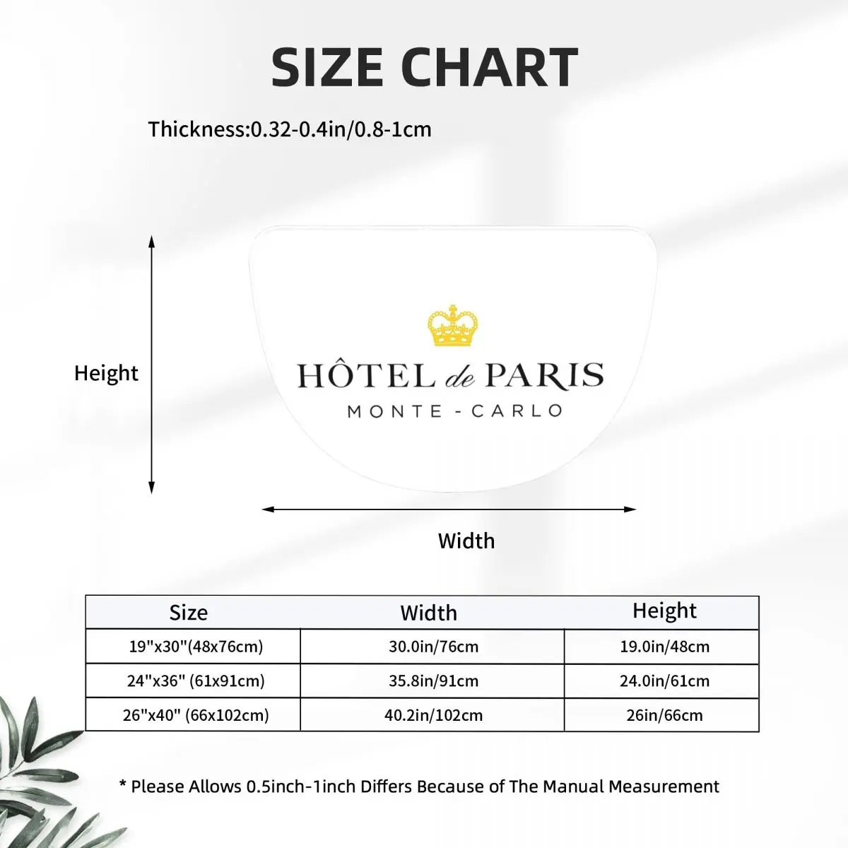 Hotel De Paris Monte Carlo Soft Flannel Half Round Doormat Non Slip Bathroom Mat Absorbent Floor Carpet for Garage