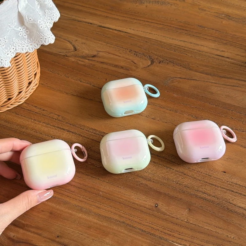 Anti-fall Cute Gradient Color IMD Earphone Case with Ring for Airpods Pro, Pro2, Pro3, 1, 2, 3, 4, - view 6