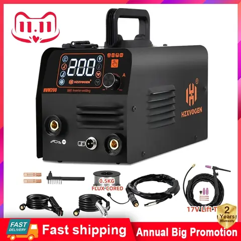 HZXVOGEN 3 in1 MIG/TIG/MMA Semi-Automatic Welding Machine HVM200 Inverter Welder Synergy Tool Non Gas For Gasless Iron Soldering