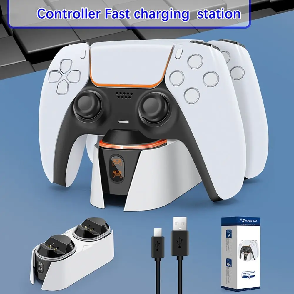 Base de carga para mando Dual, apagado automático, lámpara LED, cargador de consola de juegos, Cable tipo C de carga rápida para PlayStation 5