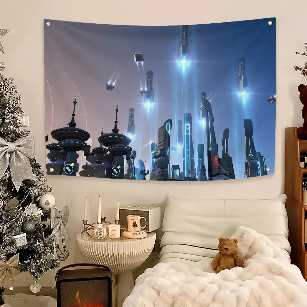 game Dyson Sphere Program Flags Polyester Wall Flag with Metal Grommets Waterproof, Home Decor for Bed Living Party, Nice Gift