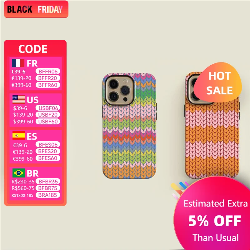 Advanced color sweater pattern 13/12 etc mobile phone case, two-in-one film case Apple 15/16 Pro Max