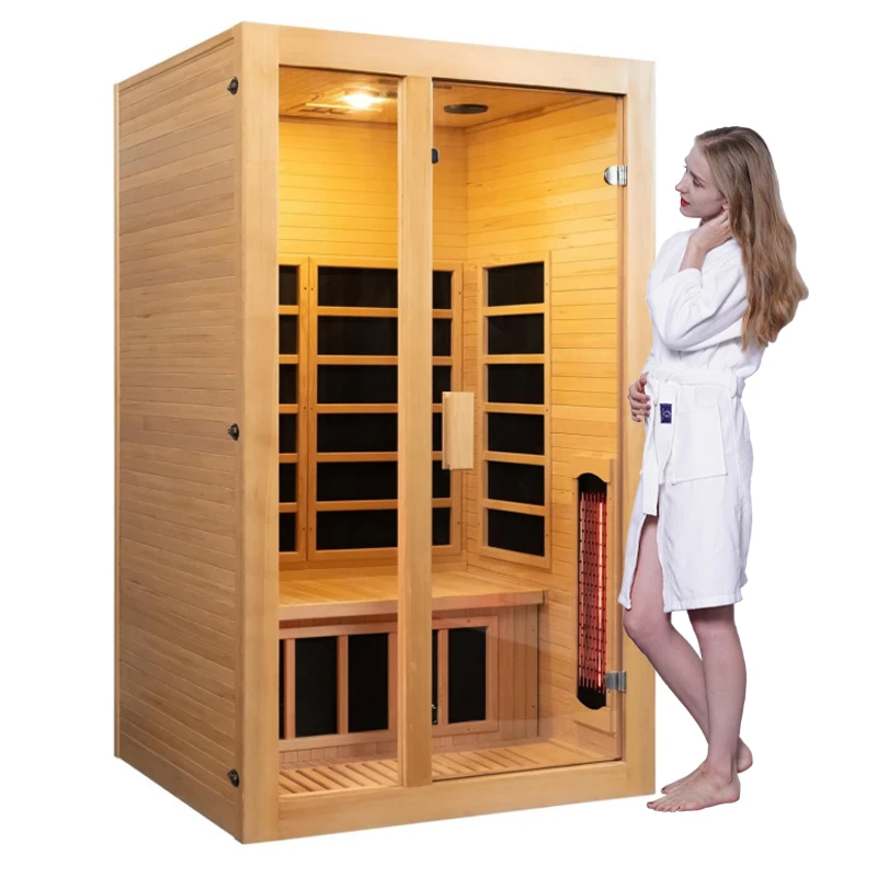 2 Person Infrared Sauna for Home Canadian Hemlock Carbon Fiber Far Infrared Sauna Heating Tube & Carbon Crystal Heating Panels