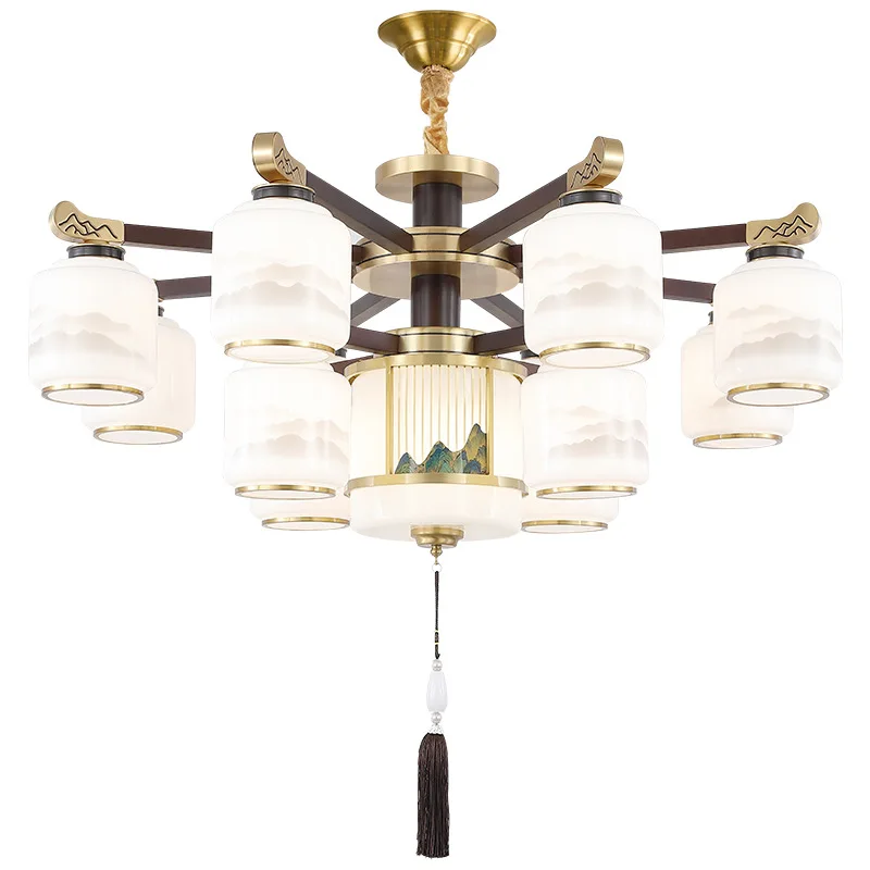 

New Chinese-style all-copper solid wood living room bedroom light, simple and atmospheric retro