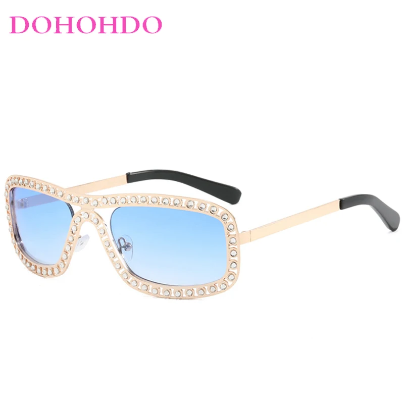 Designer de luxe carré Imitation diamant femmes lunettes de soleil rétro Steampunk hommes lunettes de soleil en plein air voyage lunettes dames Lentes UV400