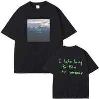 Summer Men I Hate Beiug Bi Polar lyrics Print Awe-inspiring album T-shirt Hip-hop Round Neck Short Sleeve