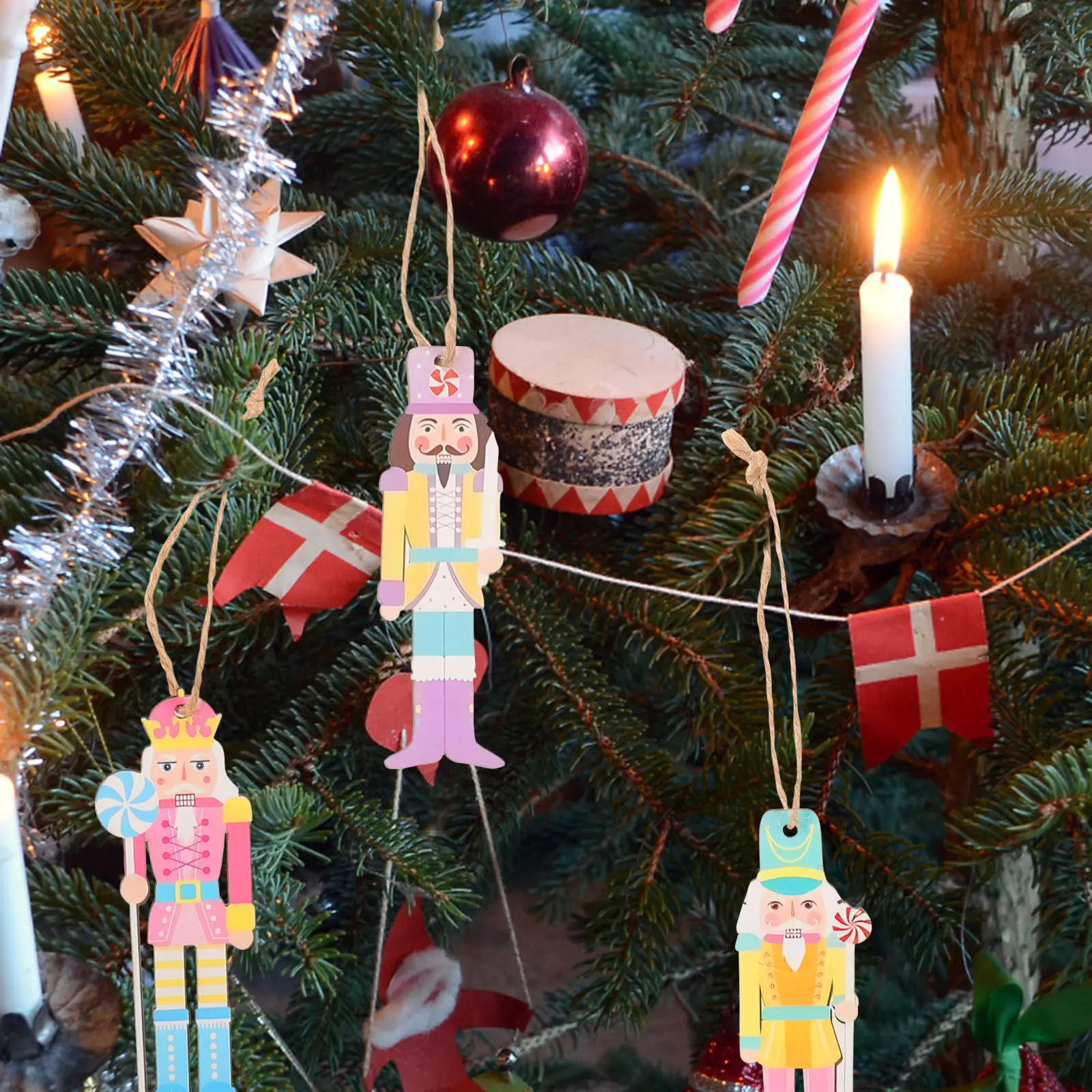 

36Pcs Nutcracker Hanging Decorations Wooden Mini Nutcracker Tree Ornaments Christmas Holiday Table Decor Christmas Table Decor