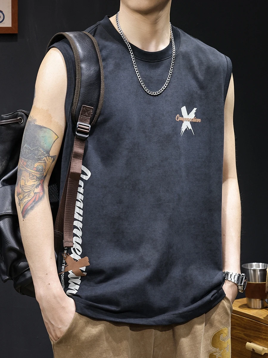 

Мужская свободная спортивная майка-безрукавка для фитнеса, летняя, модная, больших размеров, с эффектом окрашивания «облаком», дышащая, из хлопка...