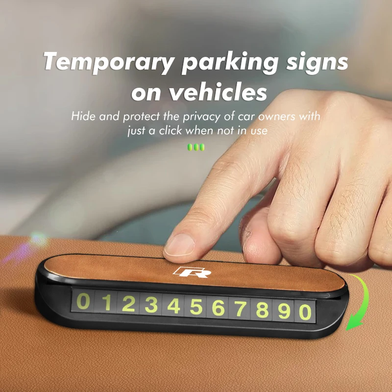 Suede Car Phone Number Plate Temporary Parking Card Stop Sign For Volkswagen VW Golf Polo 4 5 6 Passat B5 B6 B7 CC Jetta Tiguan - view 3