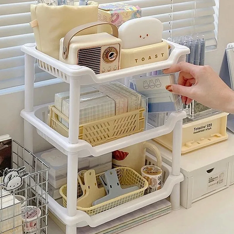 

Plastic Bathroom Vanity Countertop Organizer Shelf Multi-Layered Makeup Cosmetic Toiletries Storage Tray Accessorie Toilet Tool
