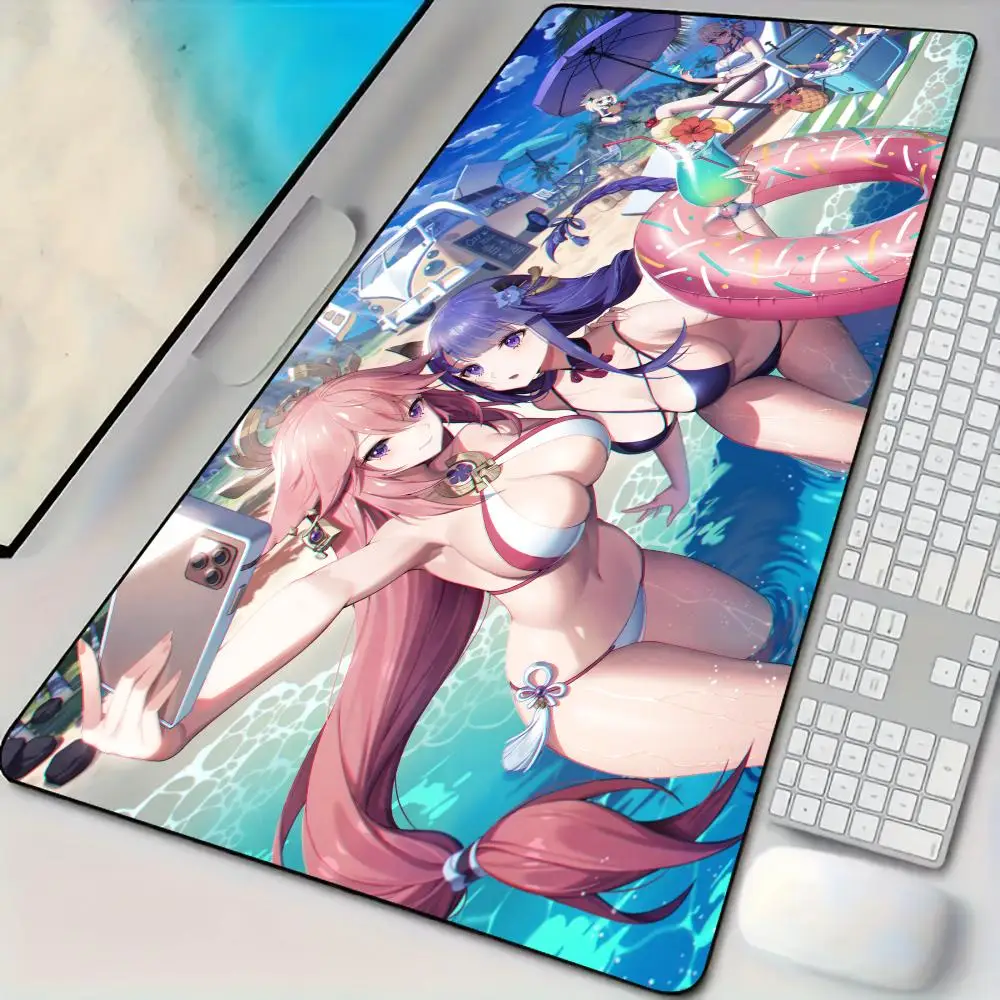 

Pool party Sexy girl Mouse Pad kawaii Desk mat with stitched edges Natural rubber base Gaming mat suitable for office and gaming