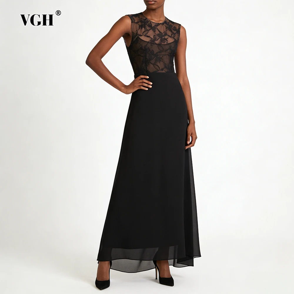 

Элегантные облегающие однотонные вечерние платья VGH для женщин, с круглым вырезом, без рукавов, с завышенной талией, летнее шикарное платье для вечеринок, женская мода, новинка