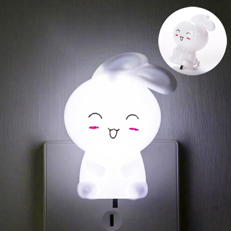 1Pc Led Cartoon Konijn Nachtlampje Schakelaar Aan/Uit Wandlamp Baby Kids Kerstcadeaus Interieurontwerp Ons 110V Plug Bedlampje