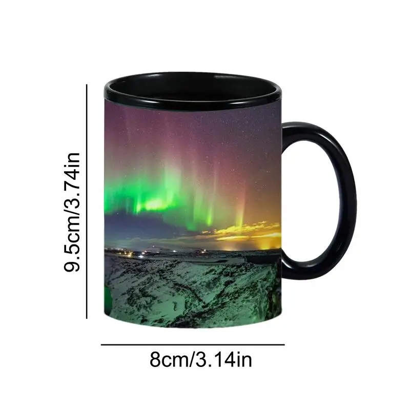 Color Changing Mug Heat Sensitive Cup Northern Lights Design Ceramic Coffee Tea Magic Color Cup Temperature Changing Mugs