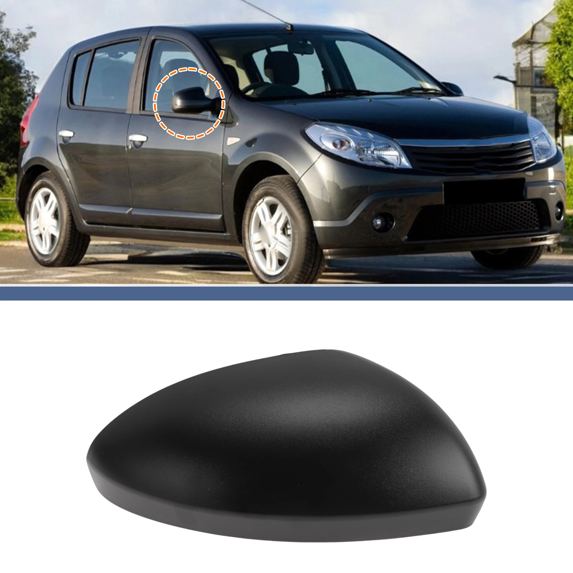 

UXCELL Right Passenger Side Mirror Cover Cap Replacement Black for DACIA SANDERO 21-24