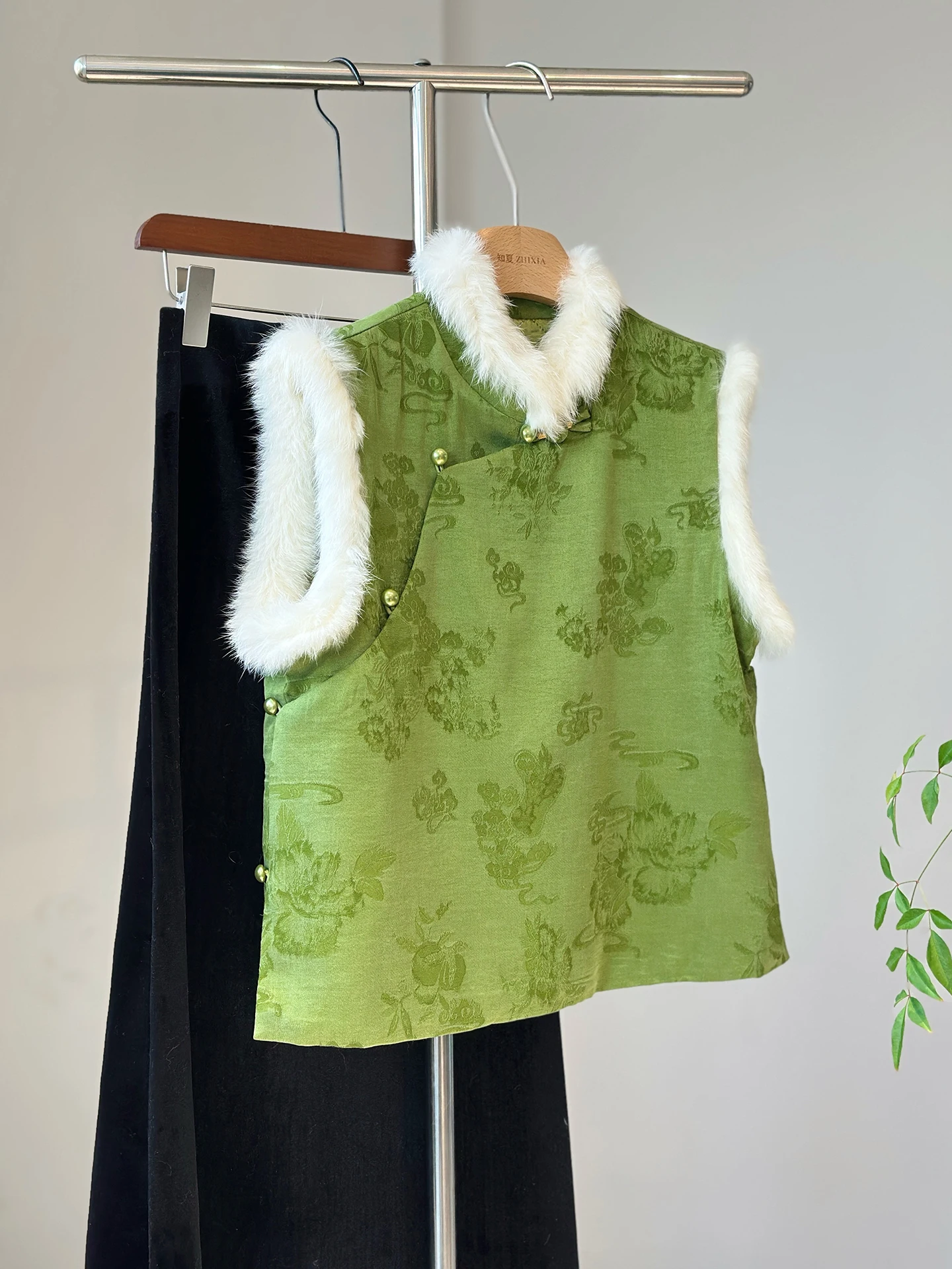 Verdickte chinesische Sle-Weste, Kaninchenfell-Kragen, Satin, Svel Jaet Commute Sle, innere Baumwolle, warm, starke Erwärmung