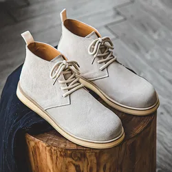 Luxury Autumn Winter Outdoor Men Casual Ankle Boots Dress Leather Shoes Handmade Cow Suede Tooling Desert Boots Military Boots